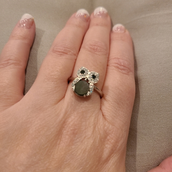 Mother of pearl owl ring sterling silver cubic zirconia - Picture 3 of 7